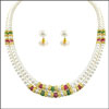 CZ ruby pearl necklace - JPAB703 - Click here to View more details about this Product